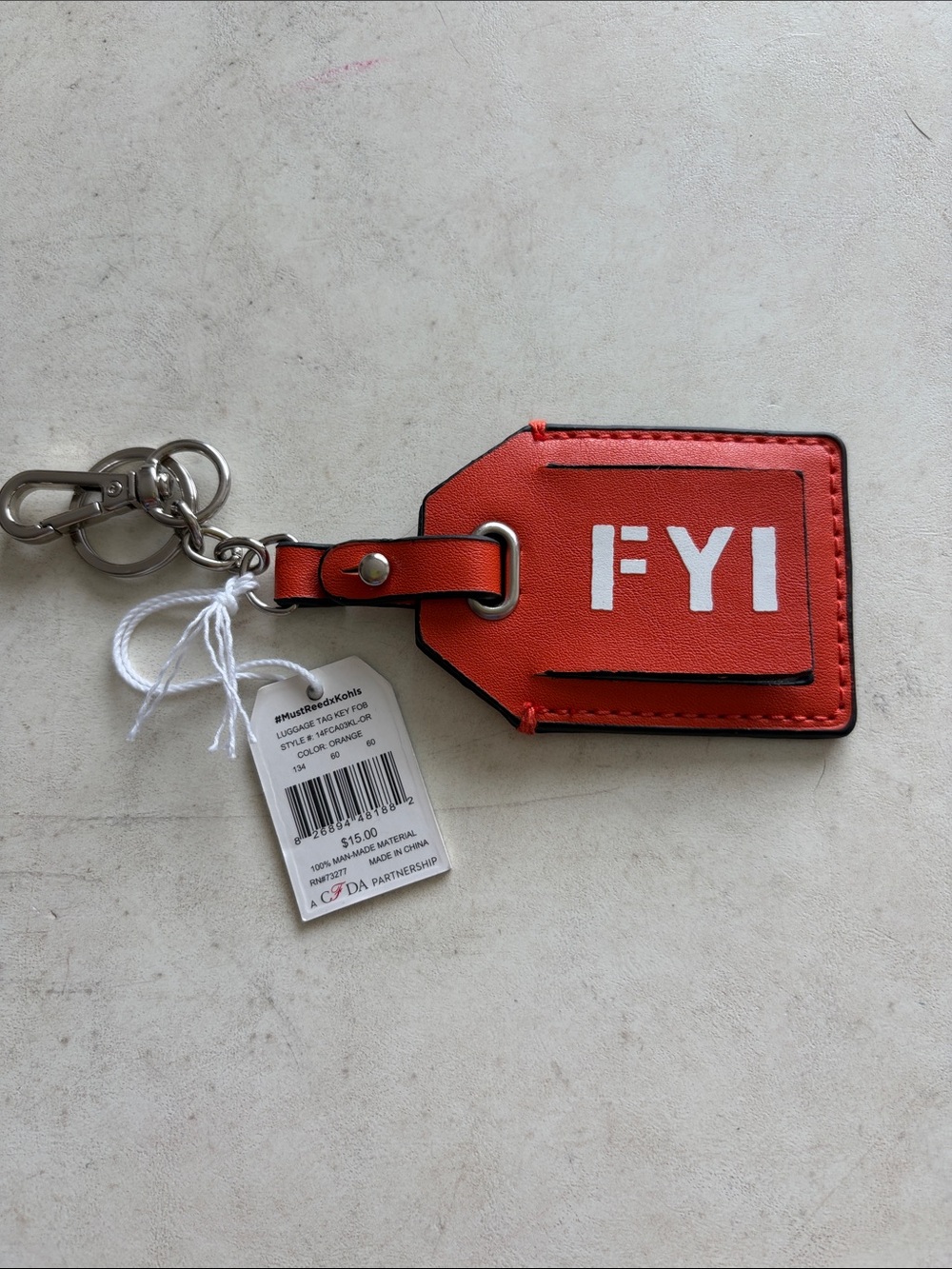 REED Orange Luggage Tag Keychain